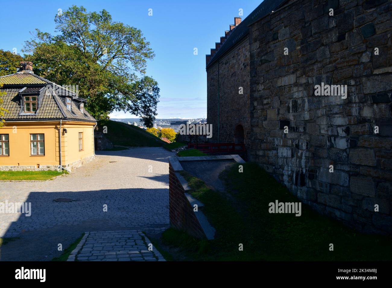 Oslo, Norvège, septembre 2022 : murs extérieurs de l'ancienne forteresse d'Akershus. Banque D'Images