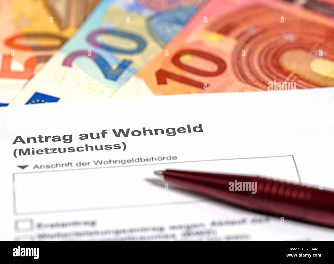 Formulaire « Antrag auf Wohngeld », traduction « demande de prestations de logement » Banque D'Images