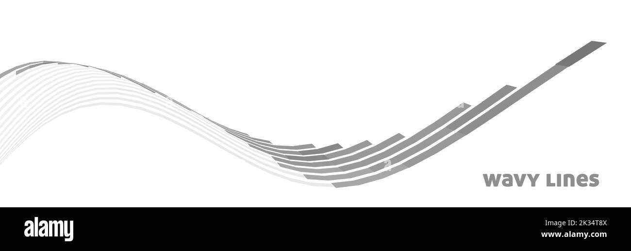 Vague technologique grise abstraite par lignes ondulées à rayures. Graphiques vectoriels Illustration de Vecteur