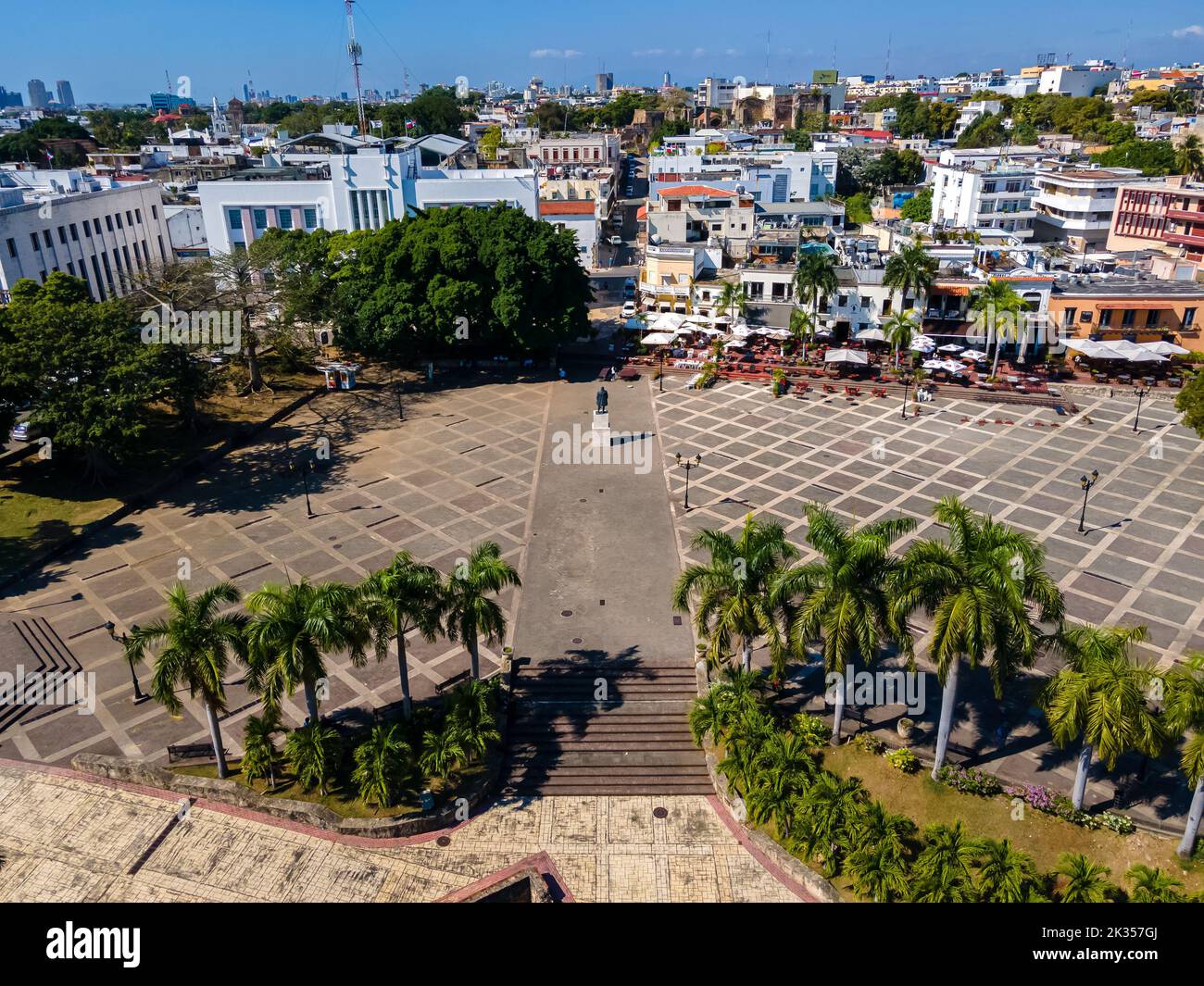 Belle vue aérienne de l'Alcazar Plaza, et de la place espagnole à Saint-Domingue - République Dominicaine Banque D'Images