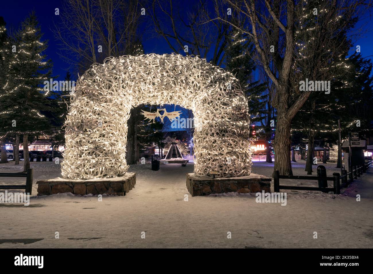 WY05078-00..... WYOMING - Antler Arch au George Washington Memorial Park dans la ville de Jackson. Banque D'Images