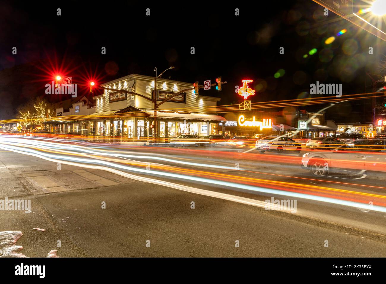 WY05079-00..... WYOMING - Jackson la nuit. Banque D'Images