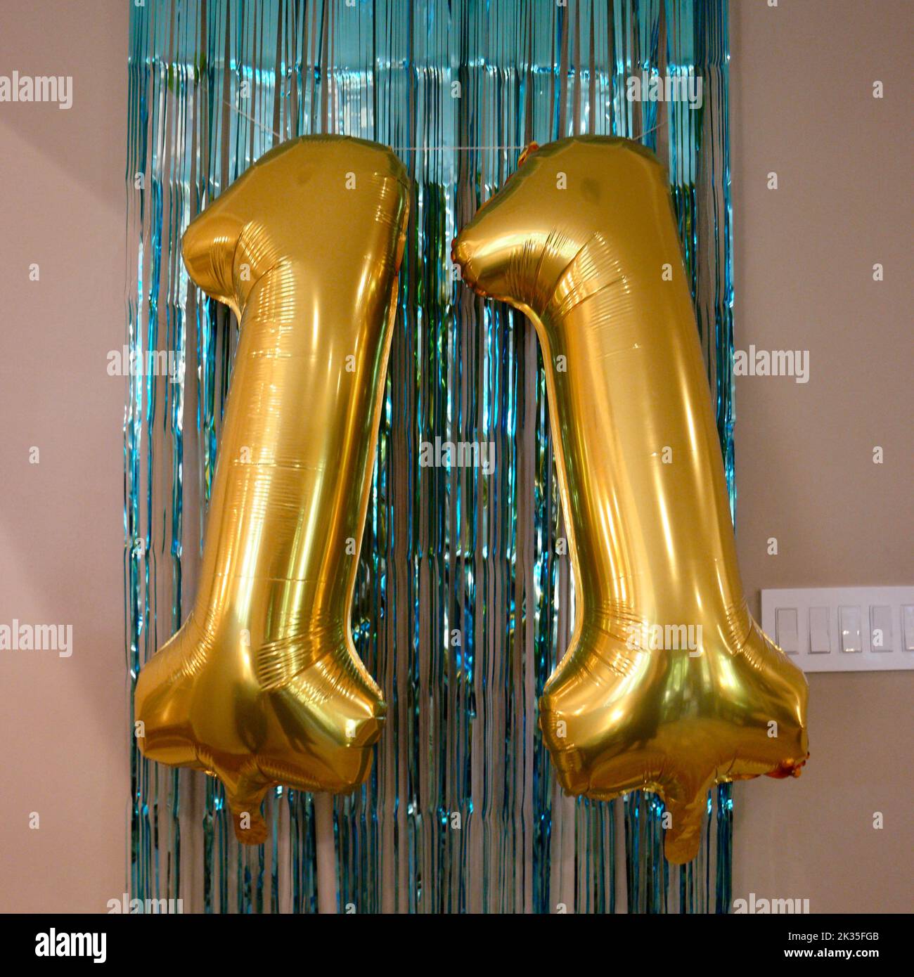 Onze ballons d'anniversaire Banque D'Images