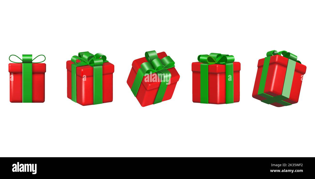 Ensemble de 3D boîtes-cadeaux pour noël et anniversaire Illustration de Vecteur