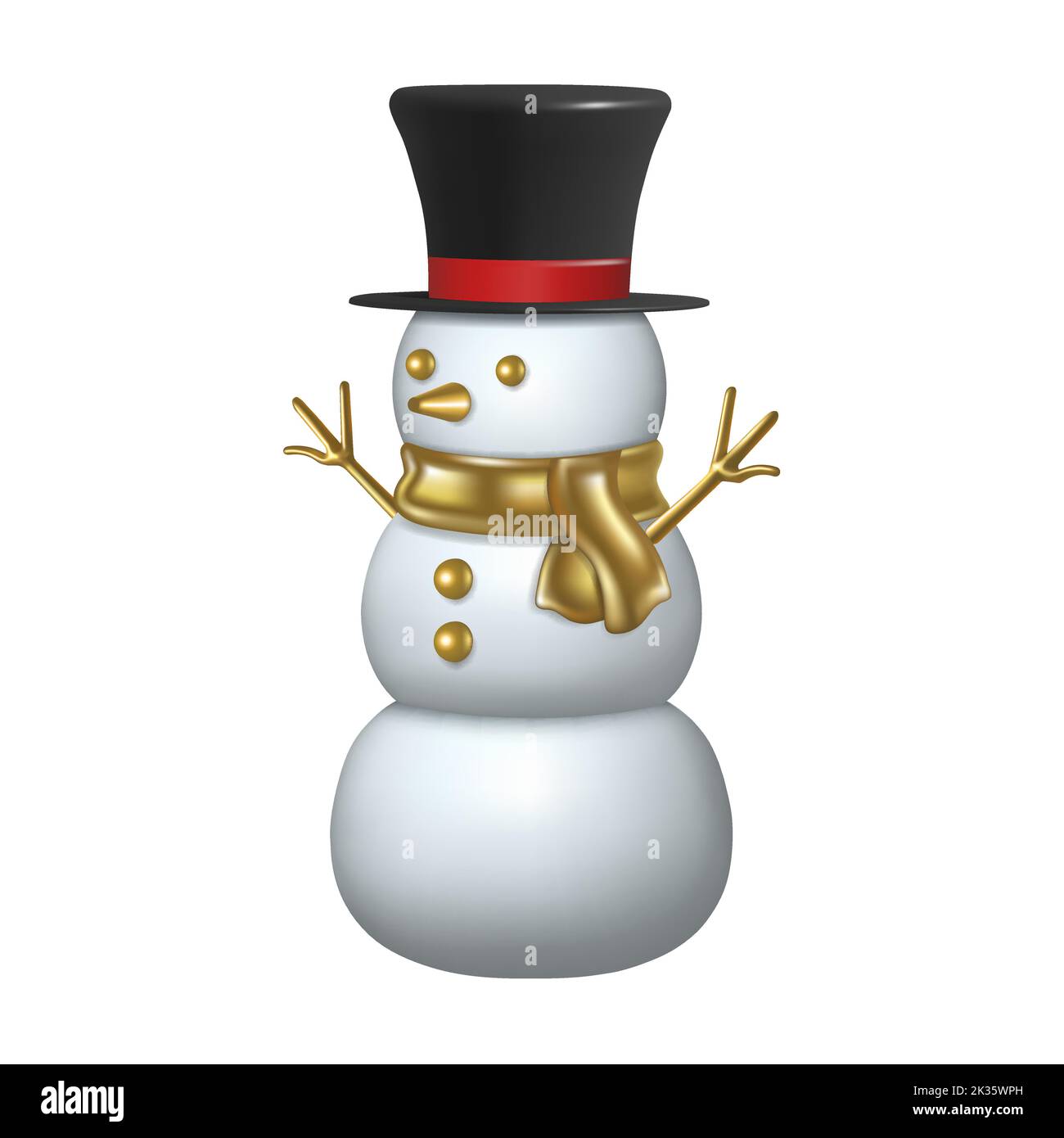 isolé 3d bonhomme de neige. décoration de noël Illustration de Vecteur