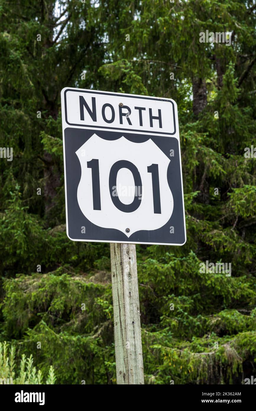 Panneau DE l'autoroute US 101, Cannon Beach, Oregon, États-Unis Banque D'Images
