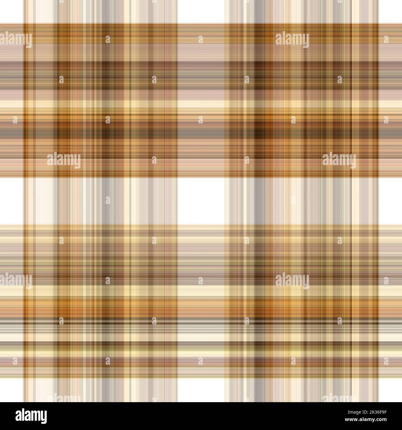 Tissu écossais blanc forêt à motif sans couture. Motif écossais de forêt automnale ton sur ton avec texture organique. Arrière-plan de bande orange pour papier peint rugueux. Banque D'Images