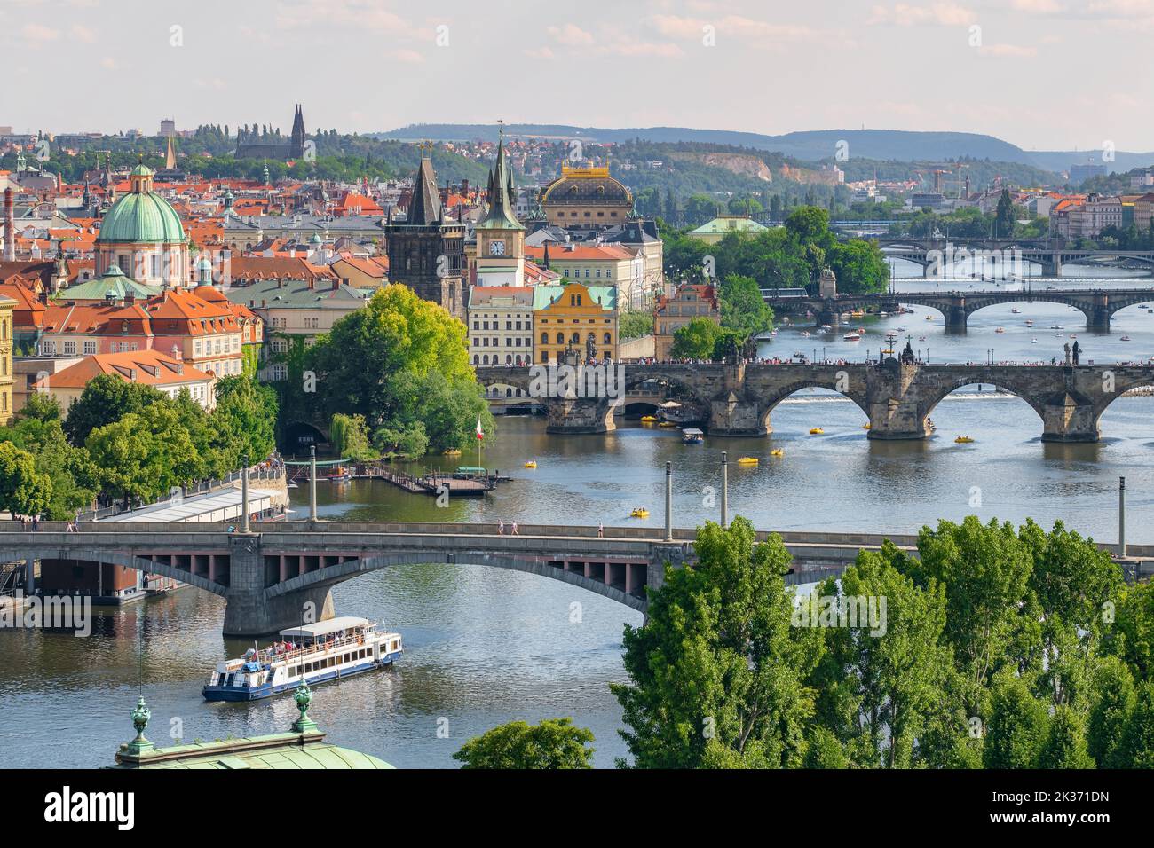 La vieille ville de Prague avec le pont Charles et la Vltava, République tchèque Banque D'Images