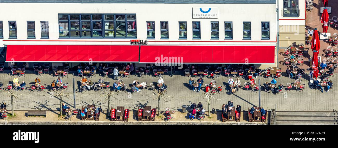 Vue aérienne, café Extrablatt avec restaurant en plein air dans le quartier de Ruhr-Aue, Herdecke, région de Ruhr, Rhénanie-du-Nord-Westphalie, Allemagne, Restauration extérieure, Banque D'Images