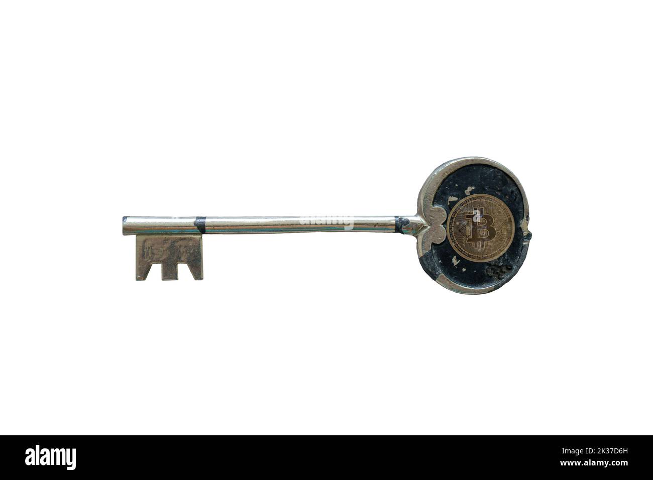 Clé de bitcoin utilisée pour déverrouiller les données qui ont été verrouillées Banque D'Images