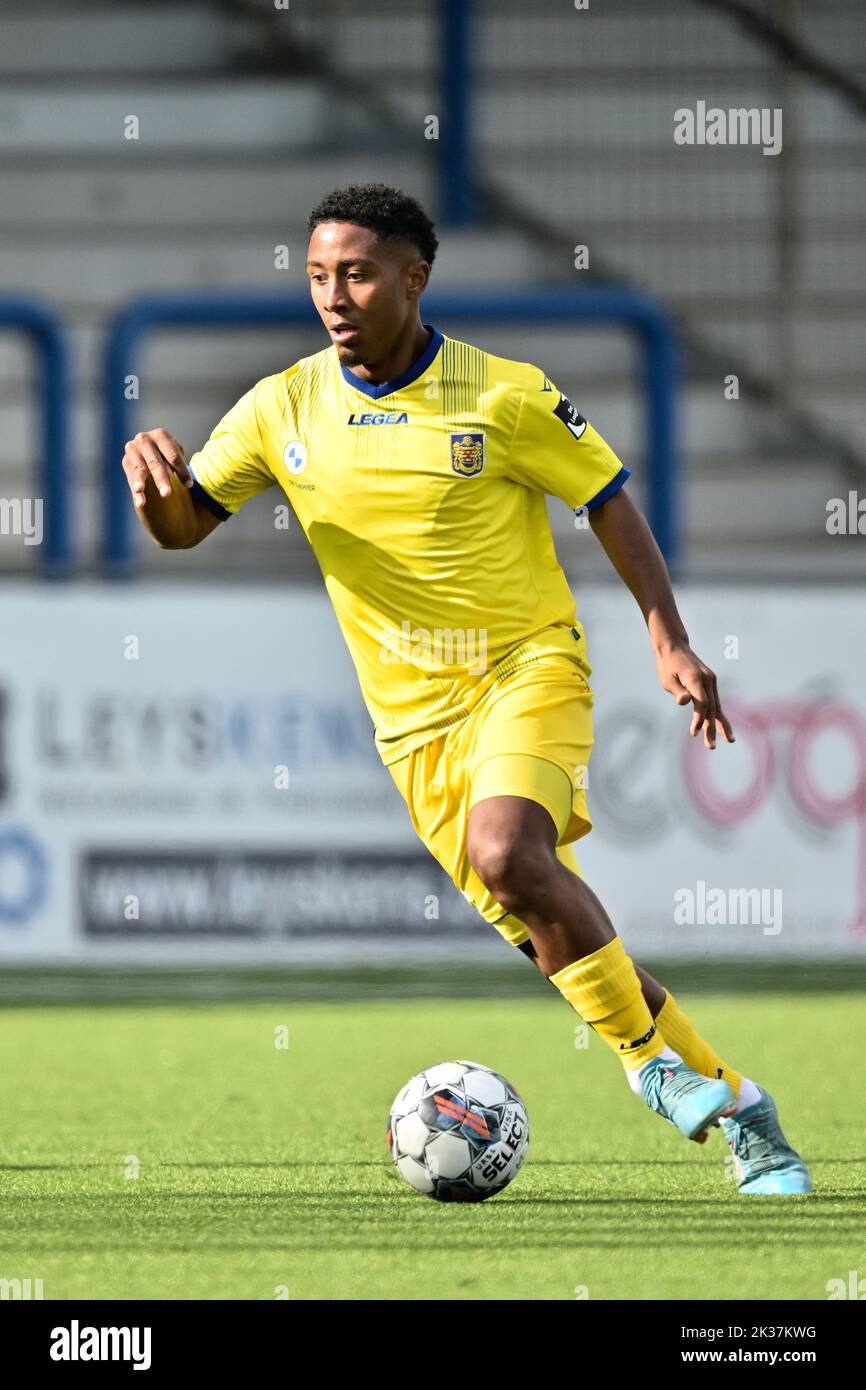 Lucas Ribeiro Costa de Beveren photographié en action lors d'un match de  football entre URSL Vice (première division amateur) et SK Beveren (division  1b 2nd), en Vice, dimanche 25 septembre 2022, au