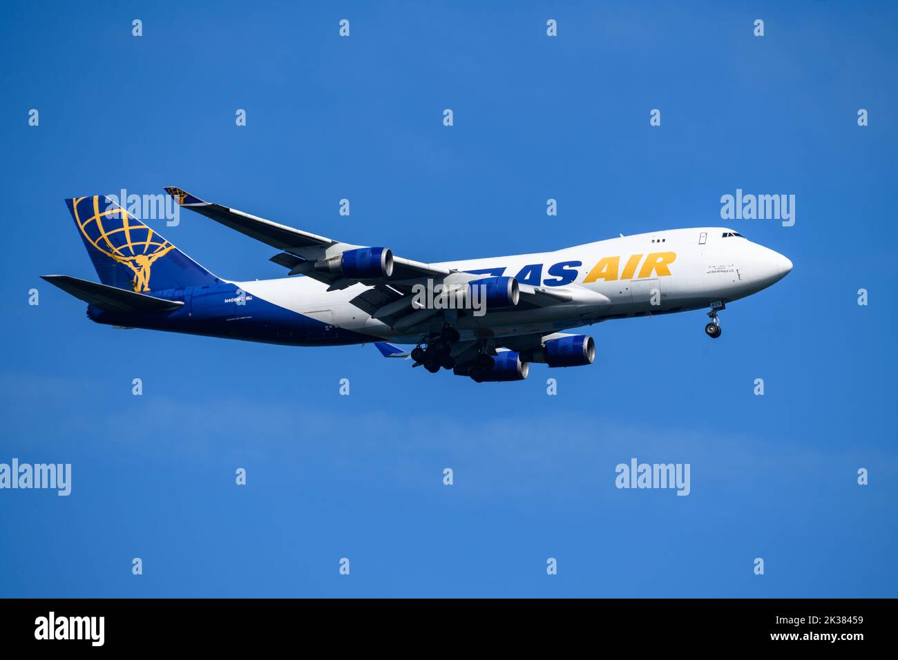 Atlas Air Cargo Boeing B747 arrivant à l'aéroport de Sydney Banque D'Images