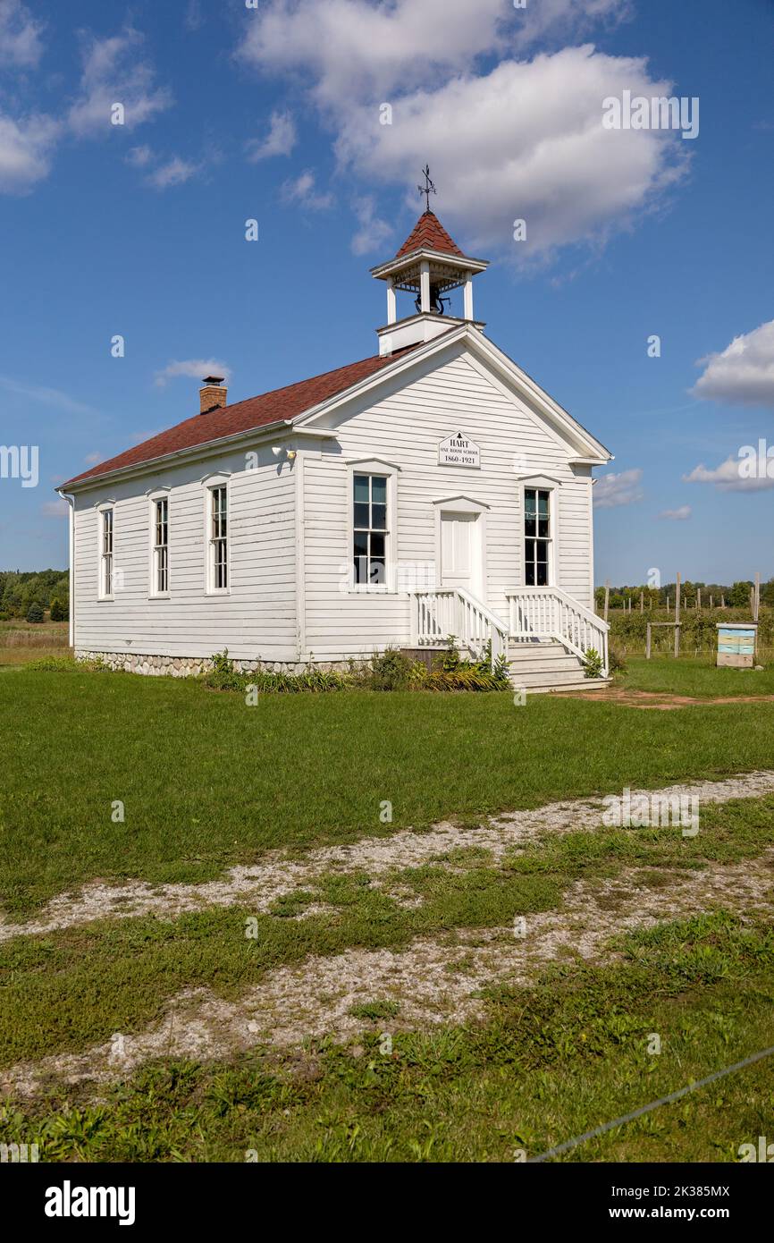 The Hart One Room School Schoolhouse à Frankenmuth, Michigan, construit en 1860 dans Une zone rurale à l'extérieur de Frankenmuth, en Amérique du Michigan Banque D'Images