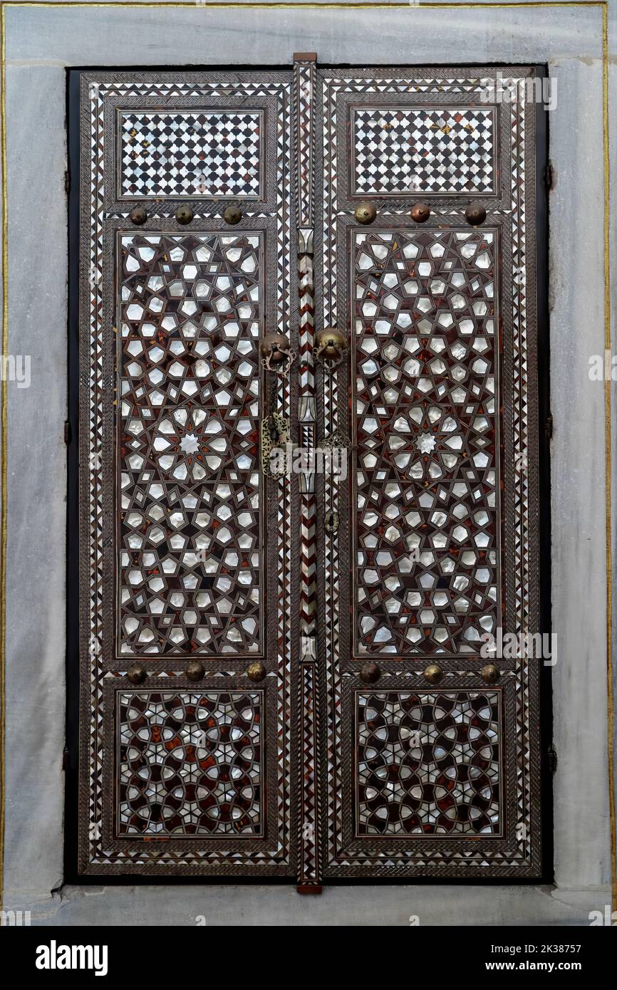 La nacre incrustée de perles dans le palais de Topkapi l'art ottoman exemple de la mère de la perle. Banque D'Images