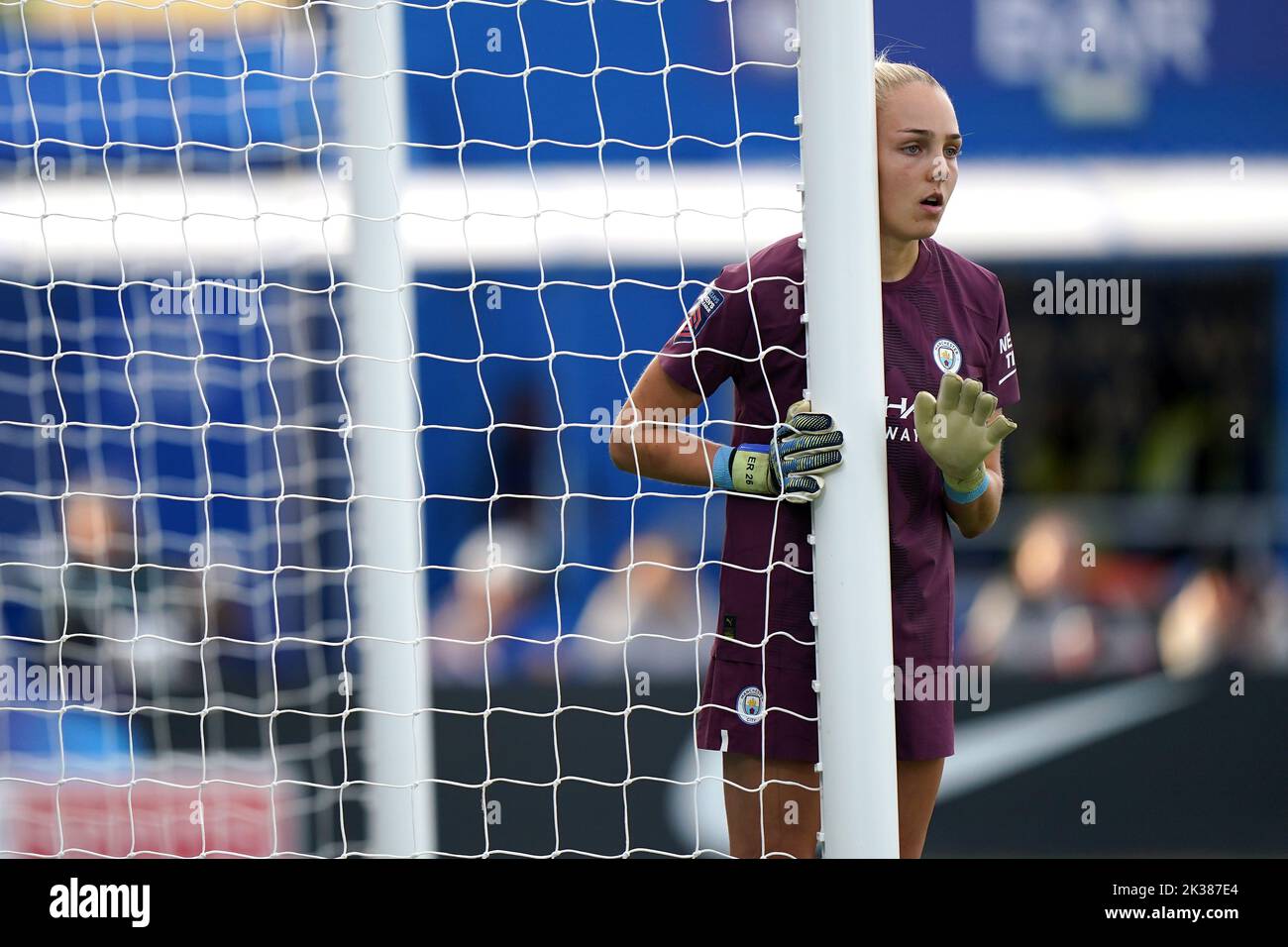 Ellie Roebuck, gardien de but de Manchester City, lors du match Barclays Women's Super League au Kingsmeadow Stadium, Londres. Date de la photo: Dimanche 25 septembre 2022. Banque D'Images