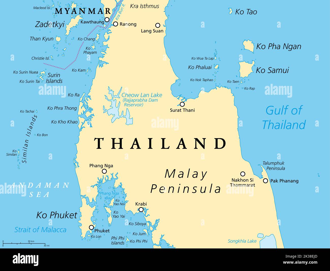 la carte de la thailande
