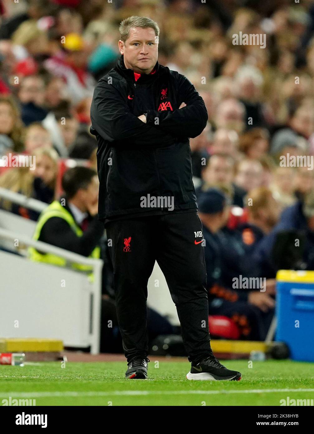 Matt Beard, directeur de Liverpool, lors du match de la Super League pour femmes Barclays à Anfield, Liverpool. Date de la photo: Samedi 24 septembre 2022. Banque D'Images