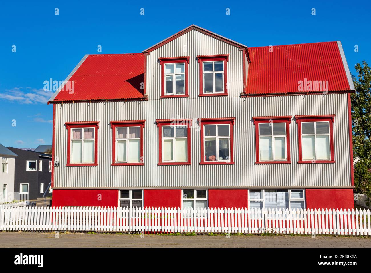 Maison colorée, Akureyri, Islande, Europe Banque D'Images
