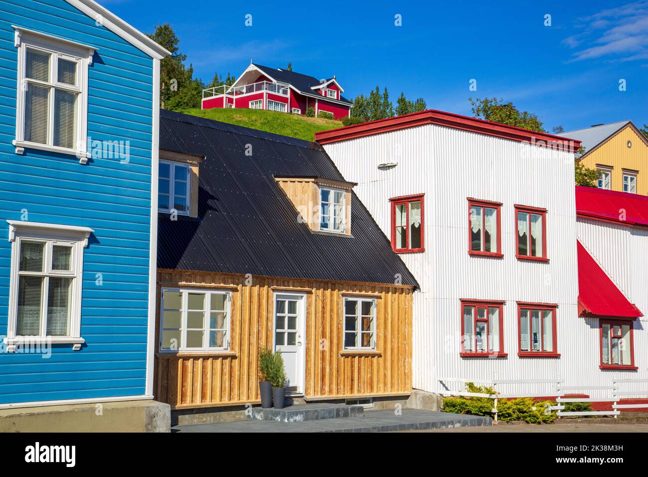 Maisons sur Hafnar Street, Akureyri, Islande, Europe Banque D'Images