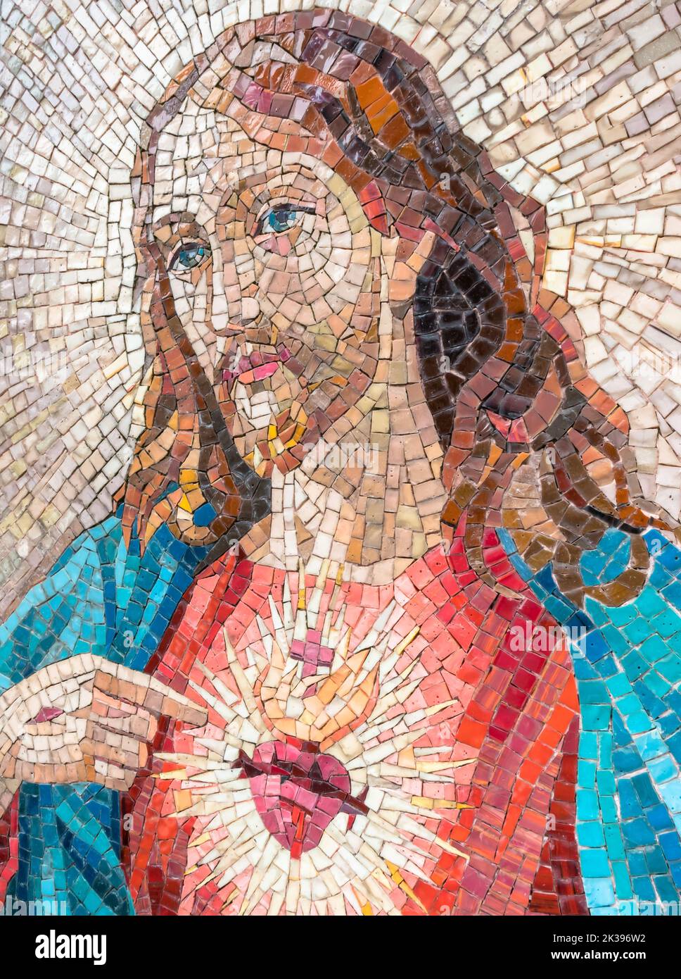 Portrait mosaïque de Jésus Christ. Jésus dans une mosaïque récente faite avec des techniques anciennes. Banque D'Images