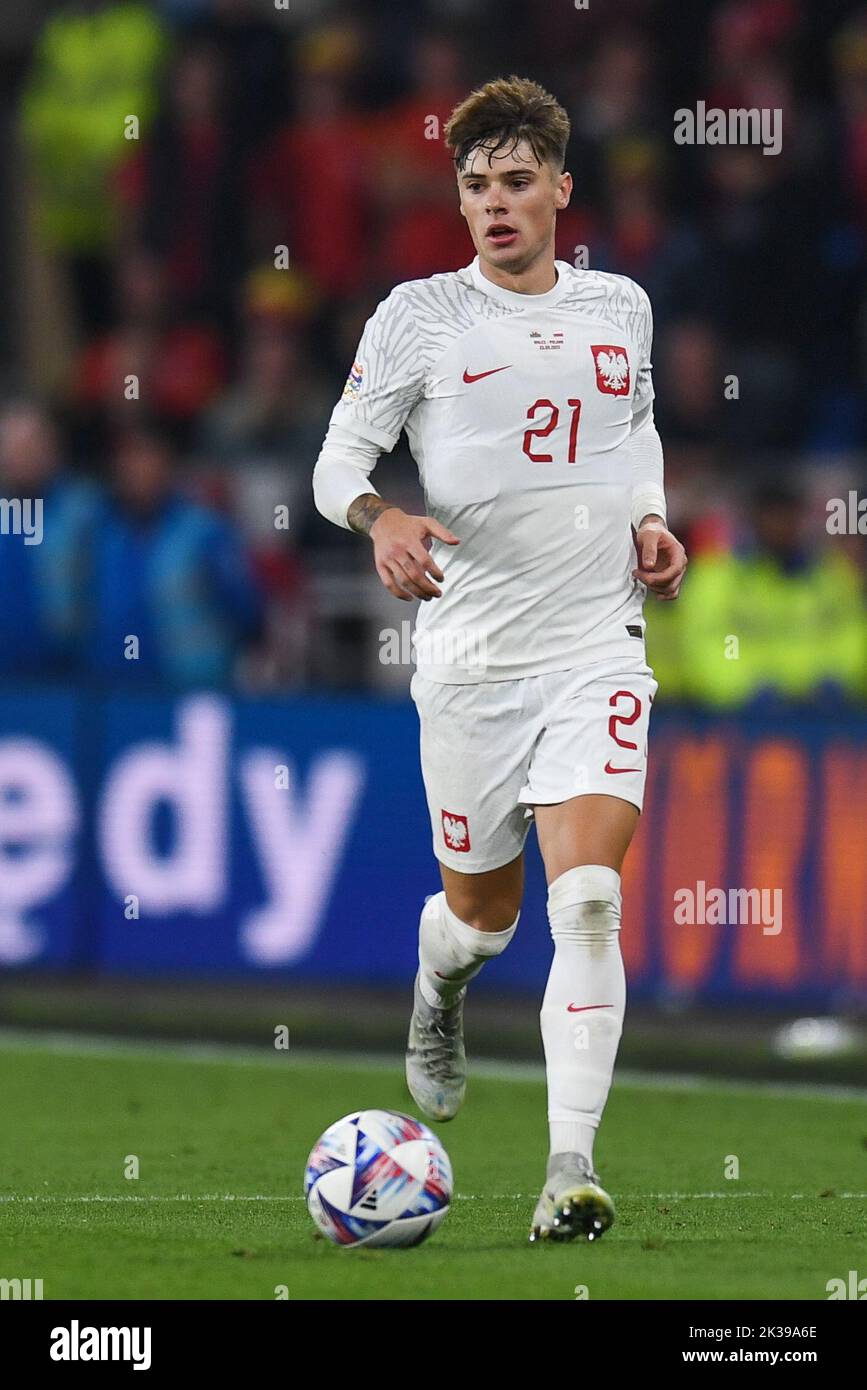 Nicola Zalewski en Pologne lors du match du groupe de l'UEFA Nations League Group A4 entre le pays de Galles et la Pologne au stade de Cardiff City, Cardiff, Royaume-Uni, 25th septembre 2022 (photo de Mike Jones/News Images) Banque D'Images