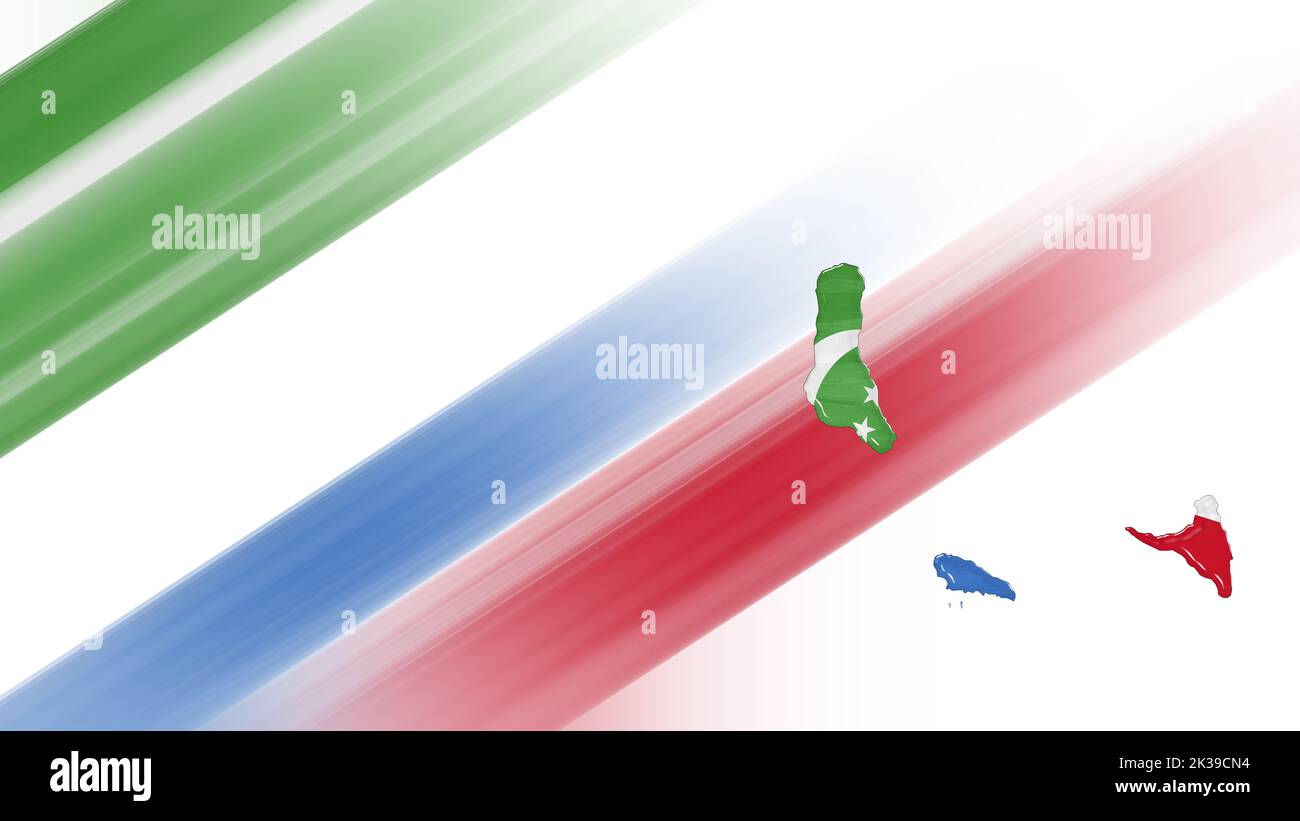 Carte des Comores, carte des drapeaux, arrière-plan des couleurs nationales Banque D'Images