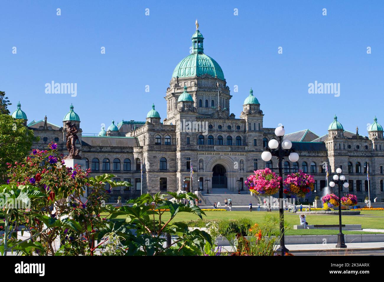 Vue panoramique des édifices du Parlement de la Colombie-Britannique, à Victoria, en Colombie-Britannique, au Canada, où se trouve l'Assemblée législative de la Colombie-Britannique Banque D'Images
