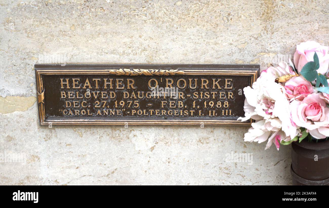 Heather O'Rourke Crypt au parc commémoratif et morgue de Westwood Village crédit : Ron Wolfson/MediaPunch Banque D'Images