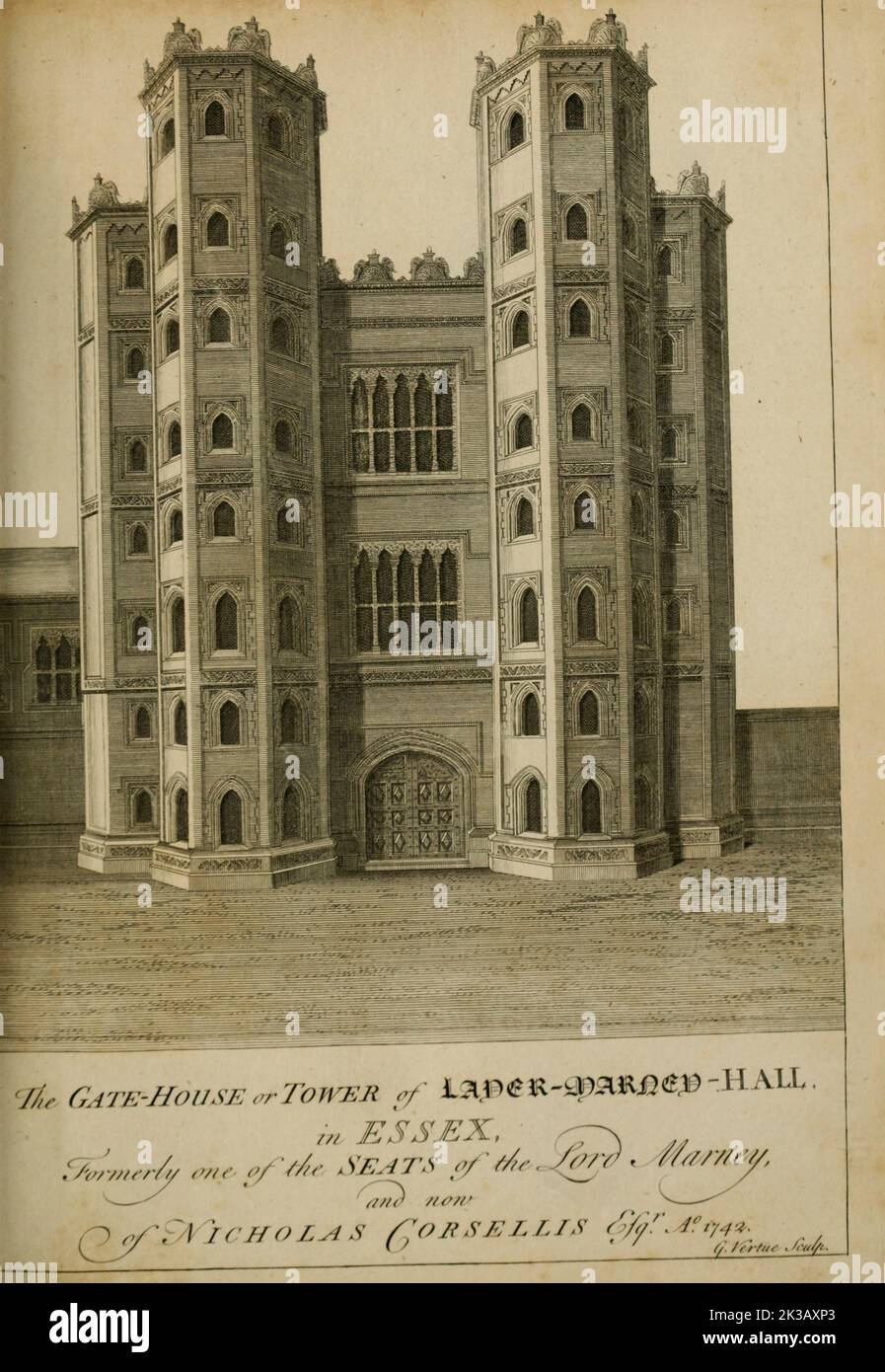 The Gate House ou Tower of Lader-darned Hall in Essex d'après le livre « Supplement to the Antiquities of England and Wales » de Francis Grose, date de publication 1777 Banque D'Images