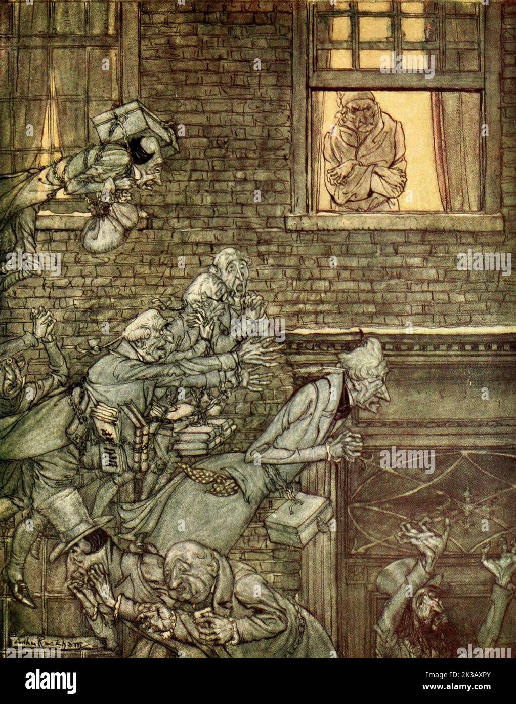 L'air a été rempli de fantômes, errant de là et de là dans la hâte et gémissement agités comme ils ont été illustrés par Arthur Rackham du livre ' A Christmas carol ' par Charles Dickens, date de publication 1915 Publisher London : William Heinemann ; Philadelphie : J.B. Lippincott Co Banque D'Images