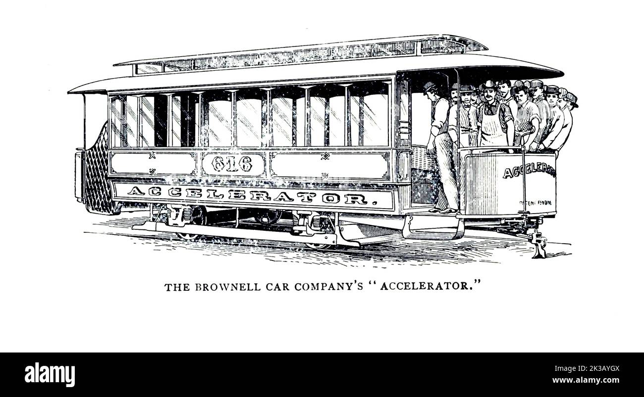 L'« ACCÉLÉRATEUR » DE LA COMPAGNIE DE VOITURE BROWNELL DE L'ARTICLE LES CHEMINS DE FER DE RUE DE ST. LOUIS, Missouri par William H. Bryan, M. E. du magazine Engineering CONSACRÉ AU PROGRÈS INDUSTRIEL Volume VIII avril à septembre 1895 NEW YORK The Engineering Magazine Co Banque D'Images
