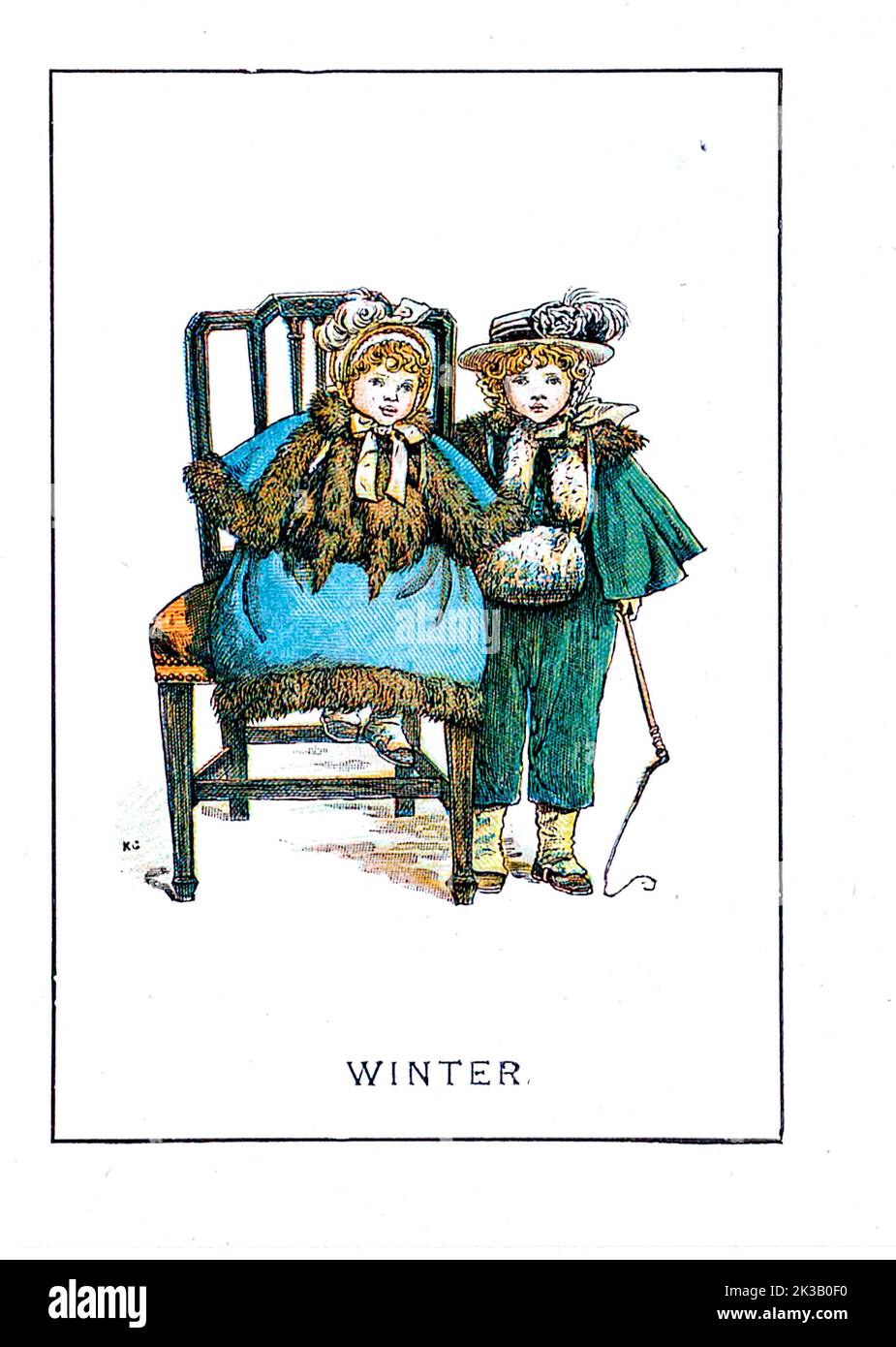 Almanac de Kate Greenaway pour l'hiver 1928 Banque D'Images
