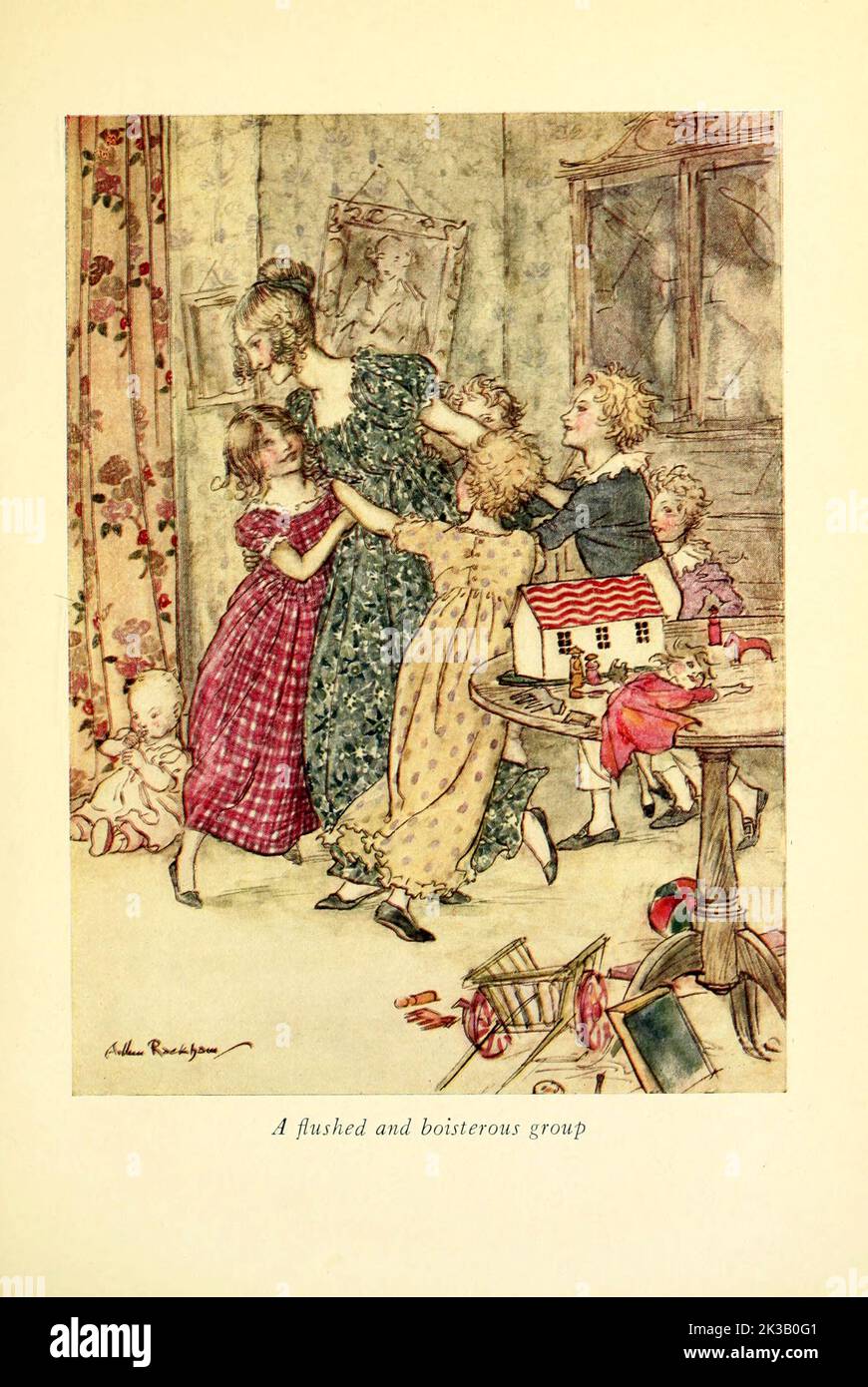 Un groupe de personnes rincées et ensanglantes illustré par Arthur Rackham dans le livre « A Christmas carol » de Charles Dickens, Date de publication 1915 Editeur Londres : William Heinemann ; Philadelphie : J.B. Lippincott Co Banque D'Images