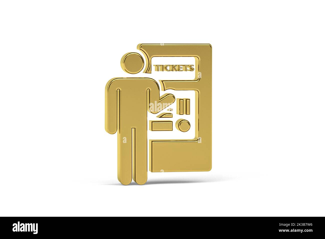 Icône Golden 3D Ticket Gate isolée sur fond blanc - rendu 3D Banque D'Images