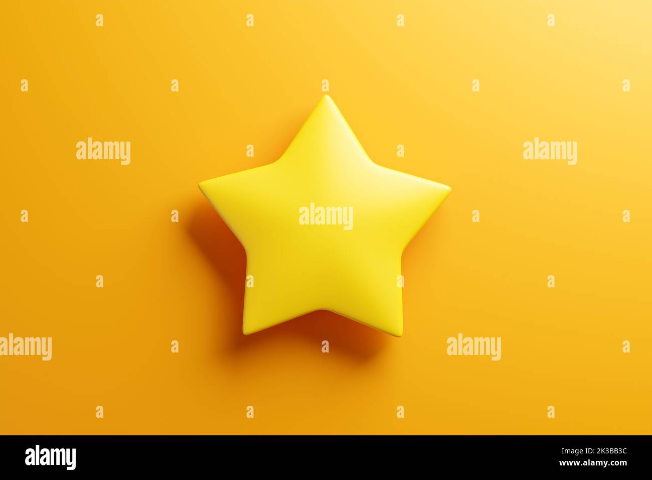 Étoile jaune sur fond jaune. Meilleur classement, évaluation, classement, satisfaction client, qualité du produit ou évaluation de l'expérience client. 3D rendu Banque D'Images