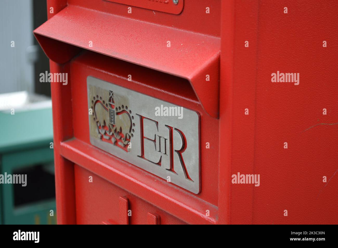 Vue sur une boîte postale Red Royal Mail Banque D'Images
