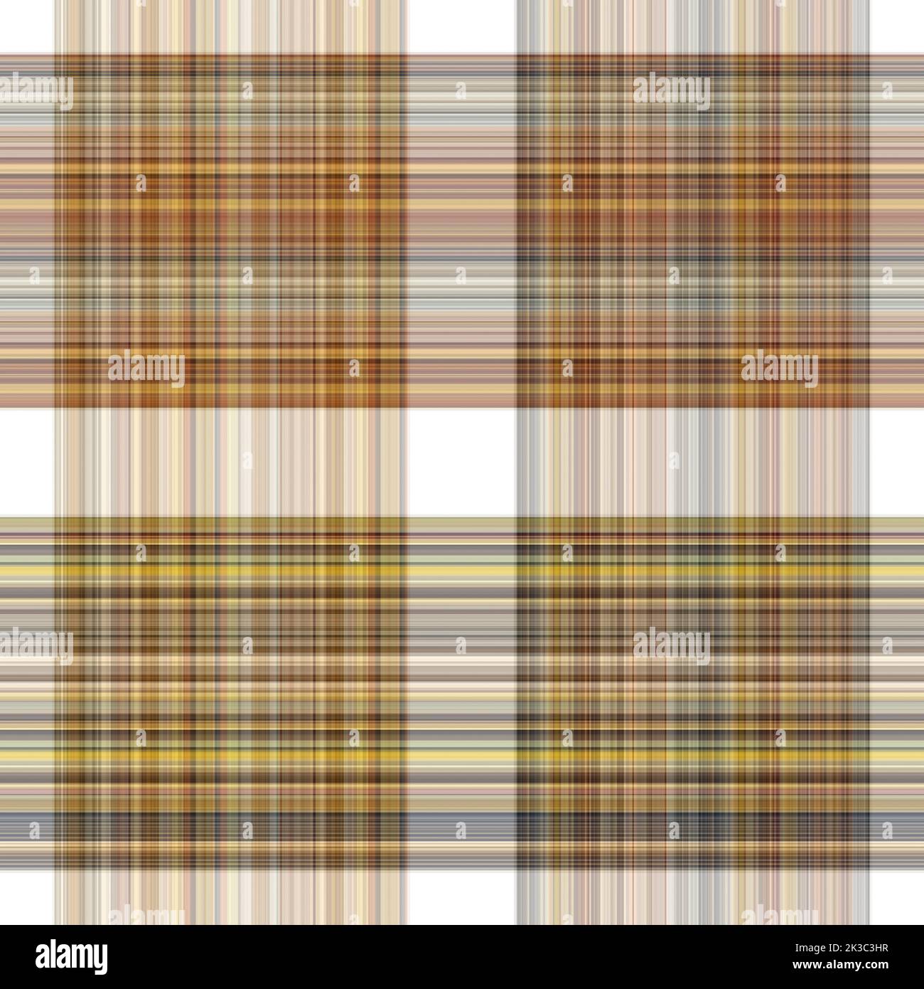 Tissu écossais blanc forêt à motif sans couture. Motif écossais de forêt automnale ton sur ton avec texture organique. Arrière-plan de bande orange pour papier peint rugueux. Banque D'Images