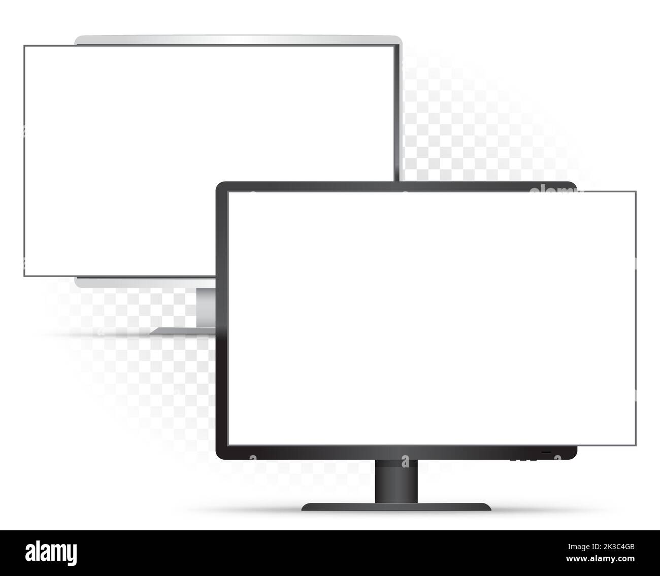 moniteurs noir et blanc avec modèle d'écran blanc Illustration de Vecteur