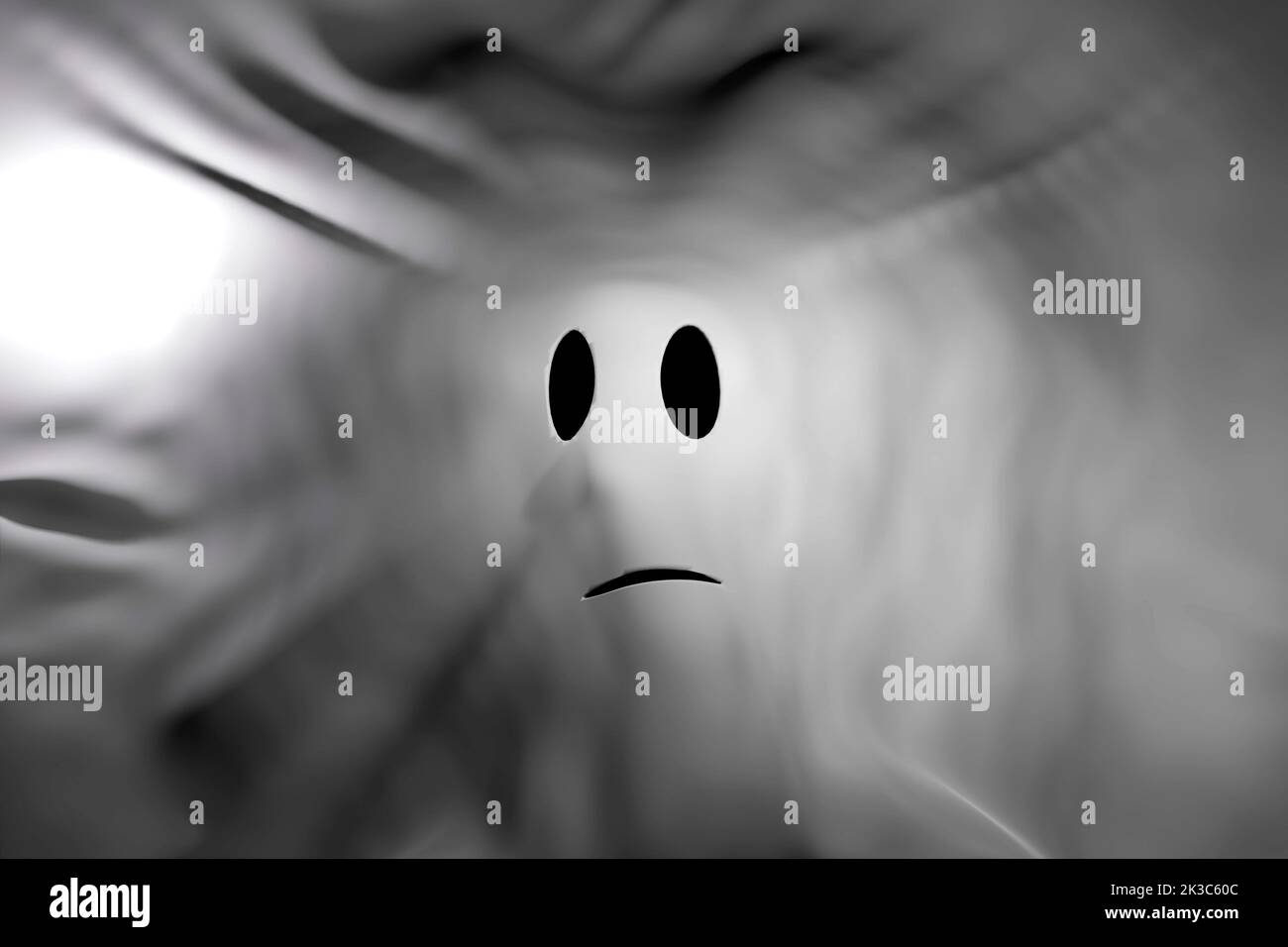 Fantôme isolé sur fond noir. 3D rendu de l'illustration. Banque D'Images