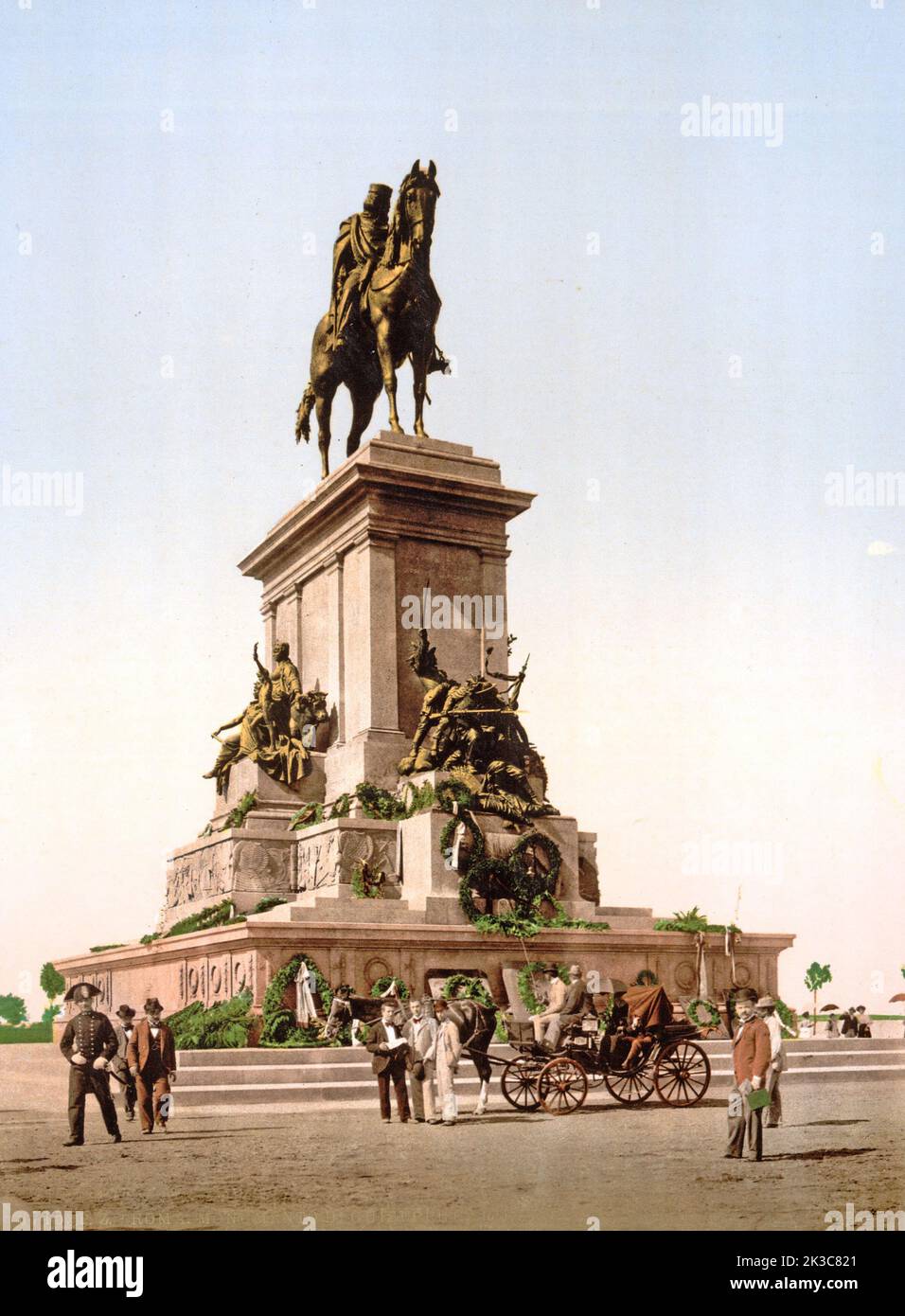 Photochrome Print ca 1900, vue de Rome Gianicolo Banque D'Images