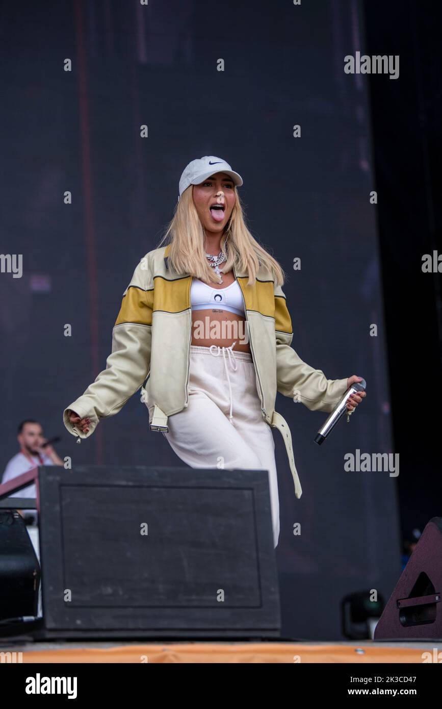 Le rappeur suisse Loredana se présente au festival de Lollapalooza à Berlin Banque D'Images