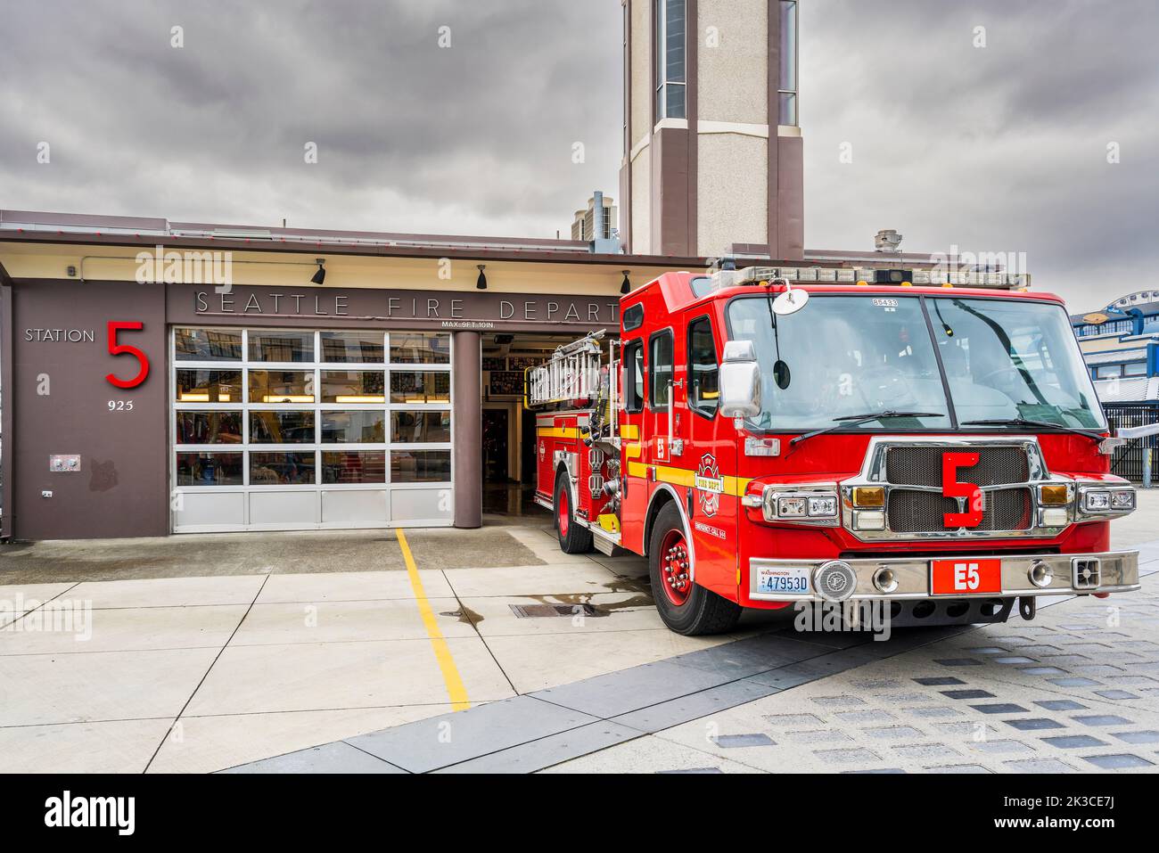 Camion de pompiers, Seattle Fire Department, Seattle, Washington, États-Unis Banque D'Images