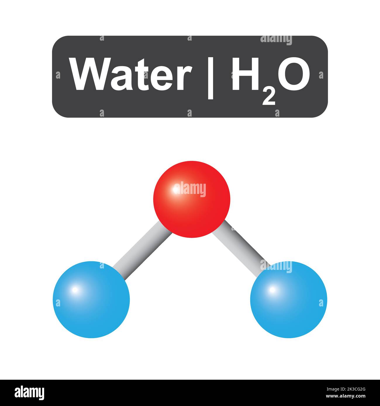 Modèle moléculaire de la molécule d'eau (H2O). Illustration vectorielle. Illustration de Vecteur