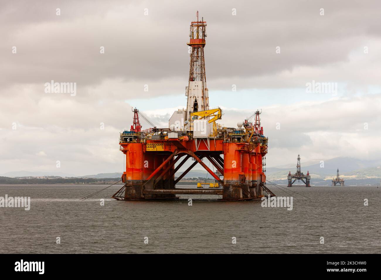 Invergordon, 14th septembre 2022: Oil Rig Transocean leader Port Vila dans le Cromarty Firth, Écosse, Royaume-Uni Banque D'Images