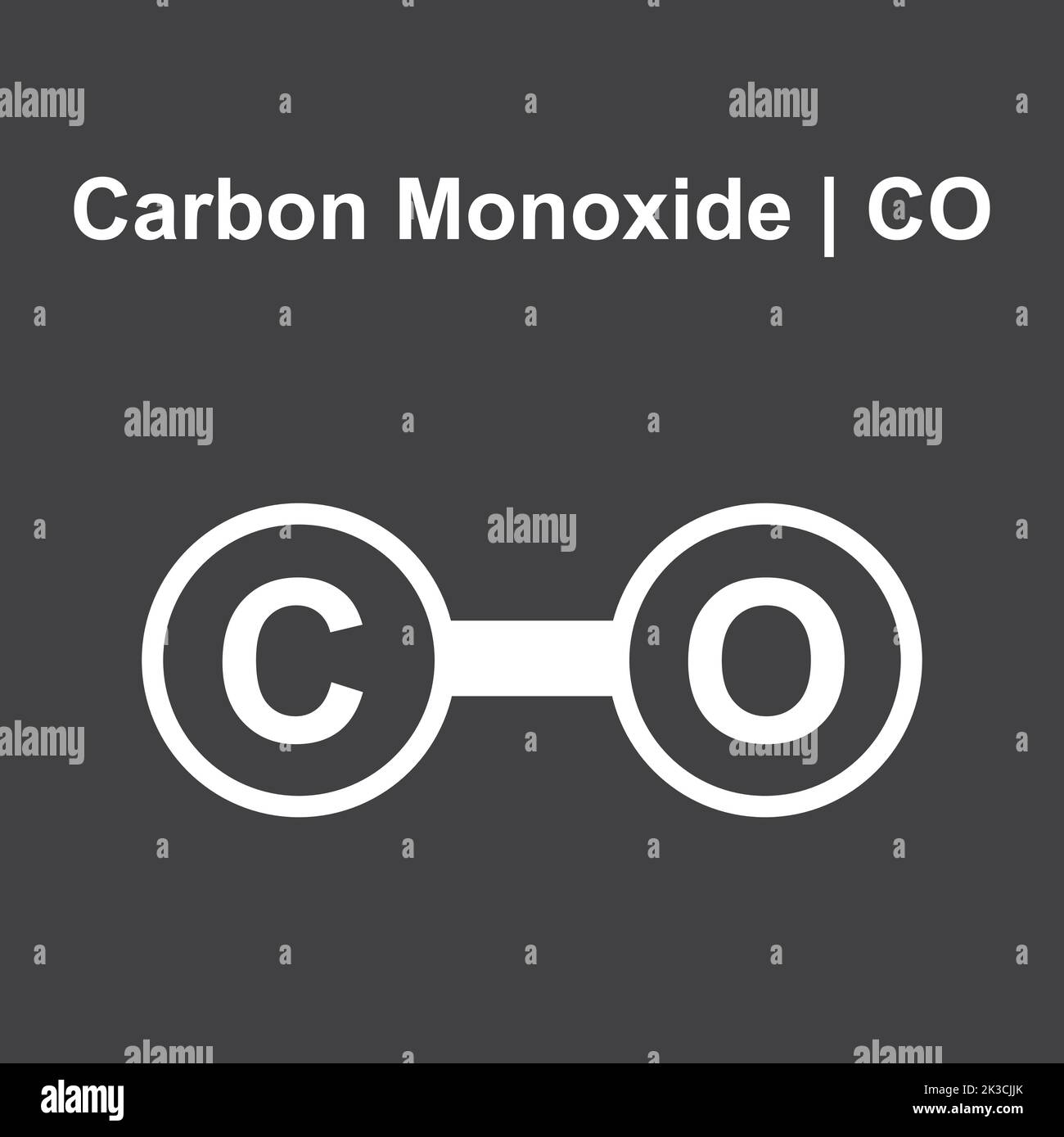 Modèle moléculaire de la molécule de monoxyde de carbone (CO). Illustration vectorielle. Illustration de Vecteur