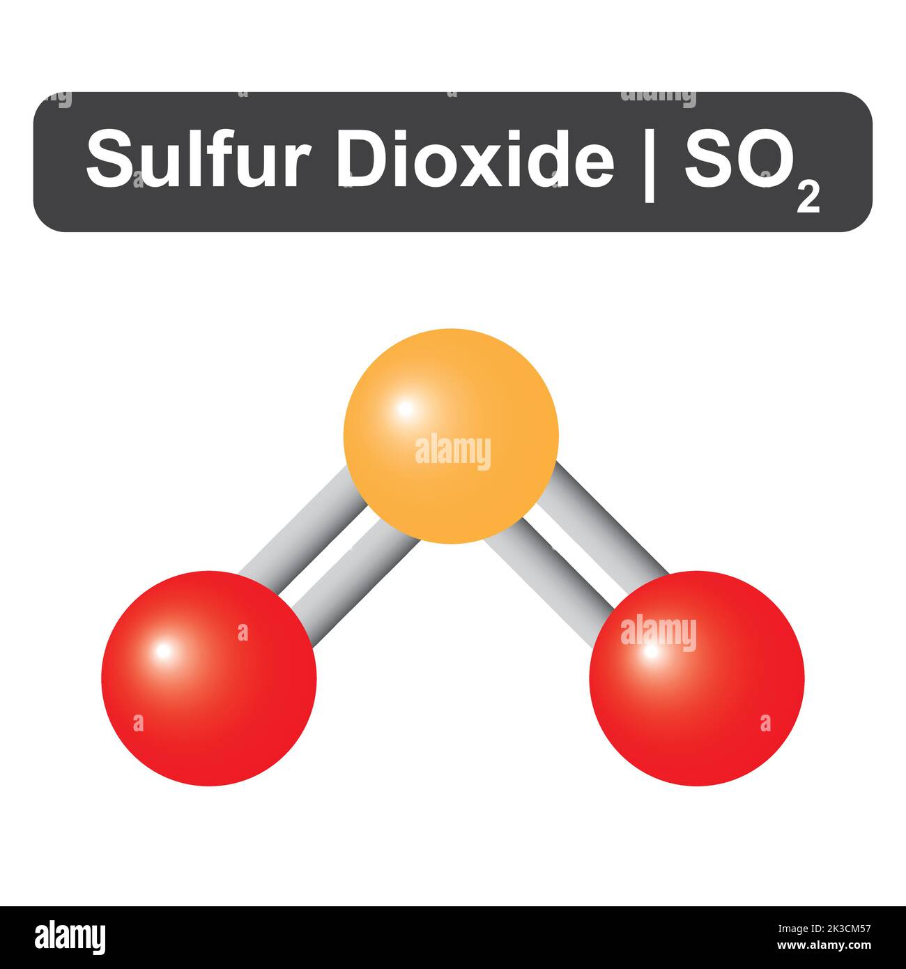 Modèle moléculaire de la molécule de dioxyde de soufre (SO2). Illustration vectorielle. Illustration de Vecteur