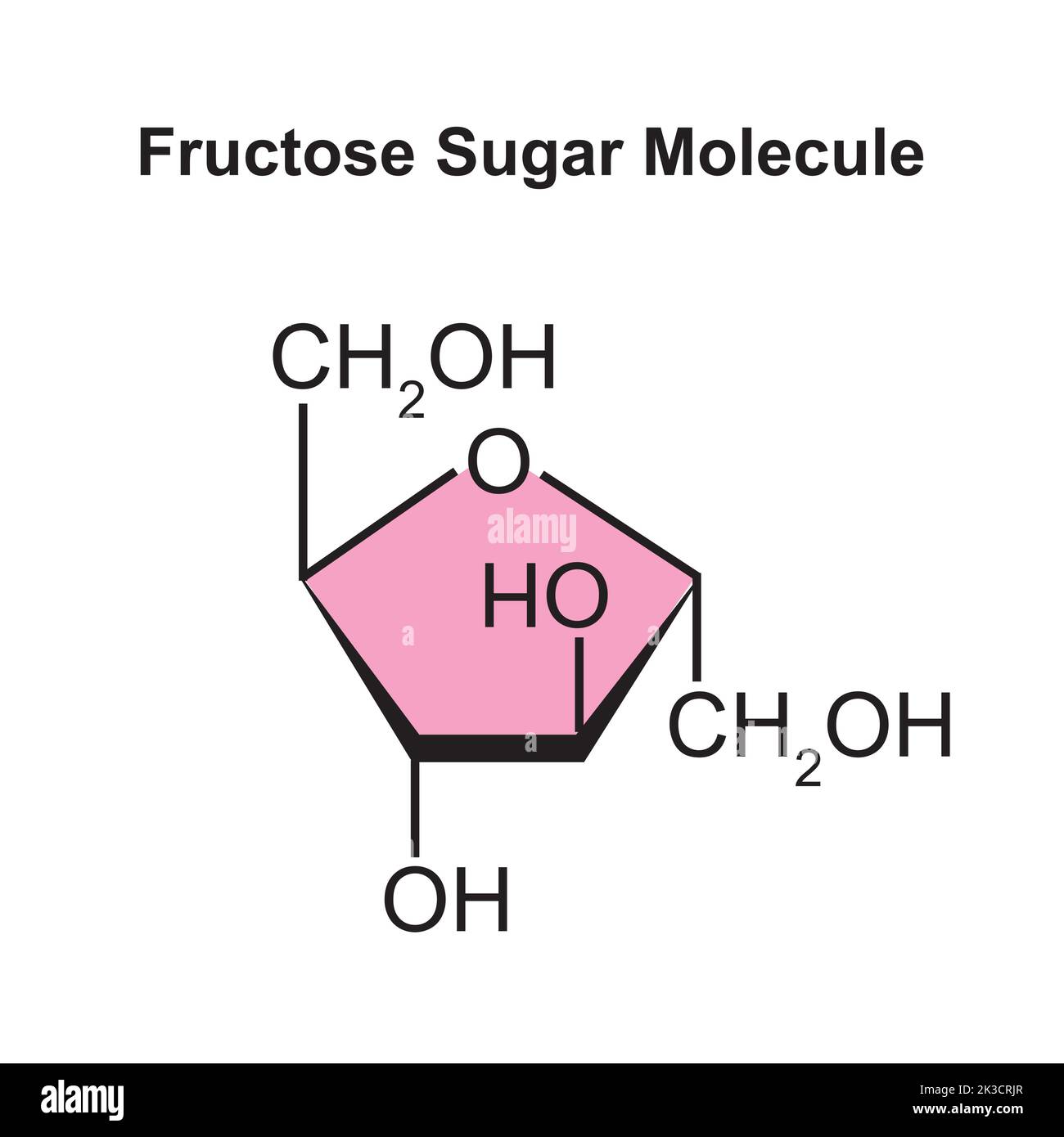 Illustration chimique de la molécule de sucre de fructose. Illustration vectorielle. Illustration de Vecteur