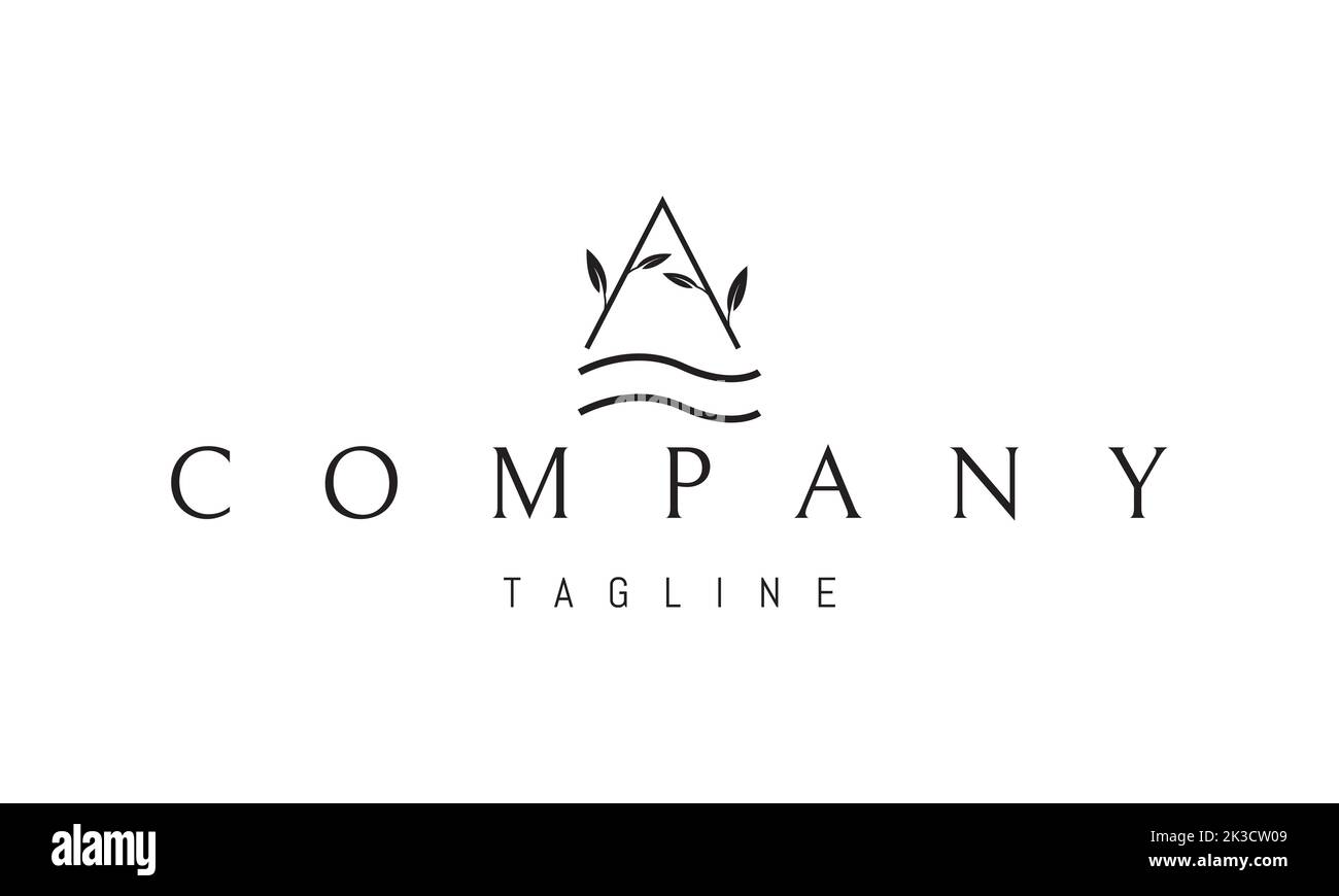 Logo vectoriel sur lequel une image abstraite d'une maison sur la rive de la rivière. Illustration de Vecteur