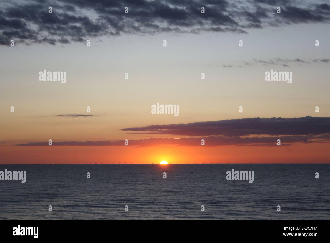 Coucher de soleil sur la mer du Nord sur l'île de Sylt Banque D'Images