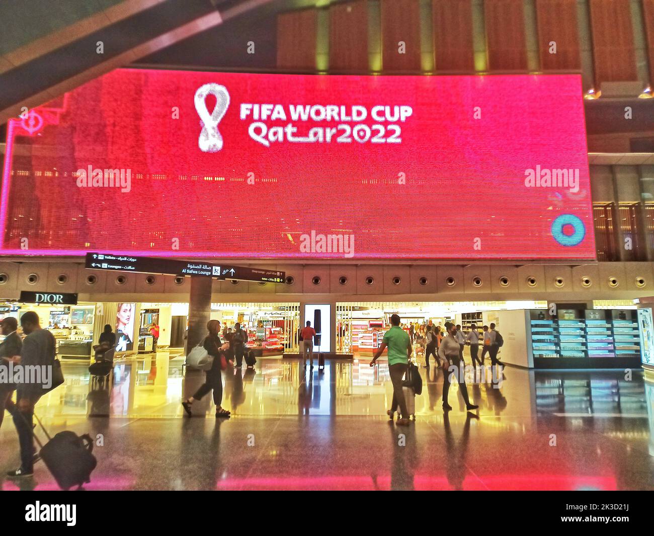 Accueil des passagers au port aérien de l'aéroport international de doha pour la coupe du monde du Qatar 2022, LA COUPE du monde DU QATAR 2022, la coupe du monde 2022, l'aéroport de doha Banque D'Images